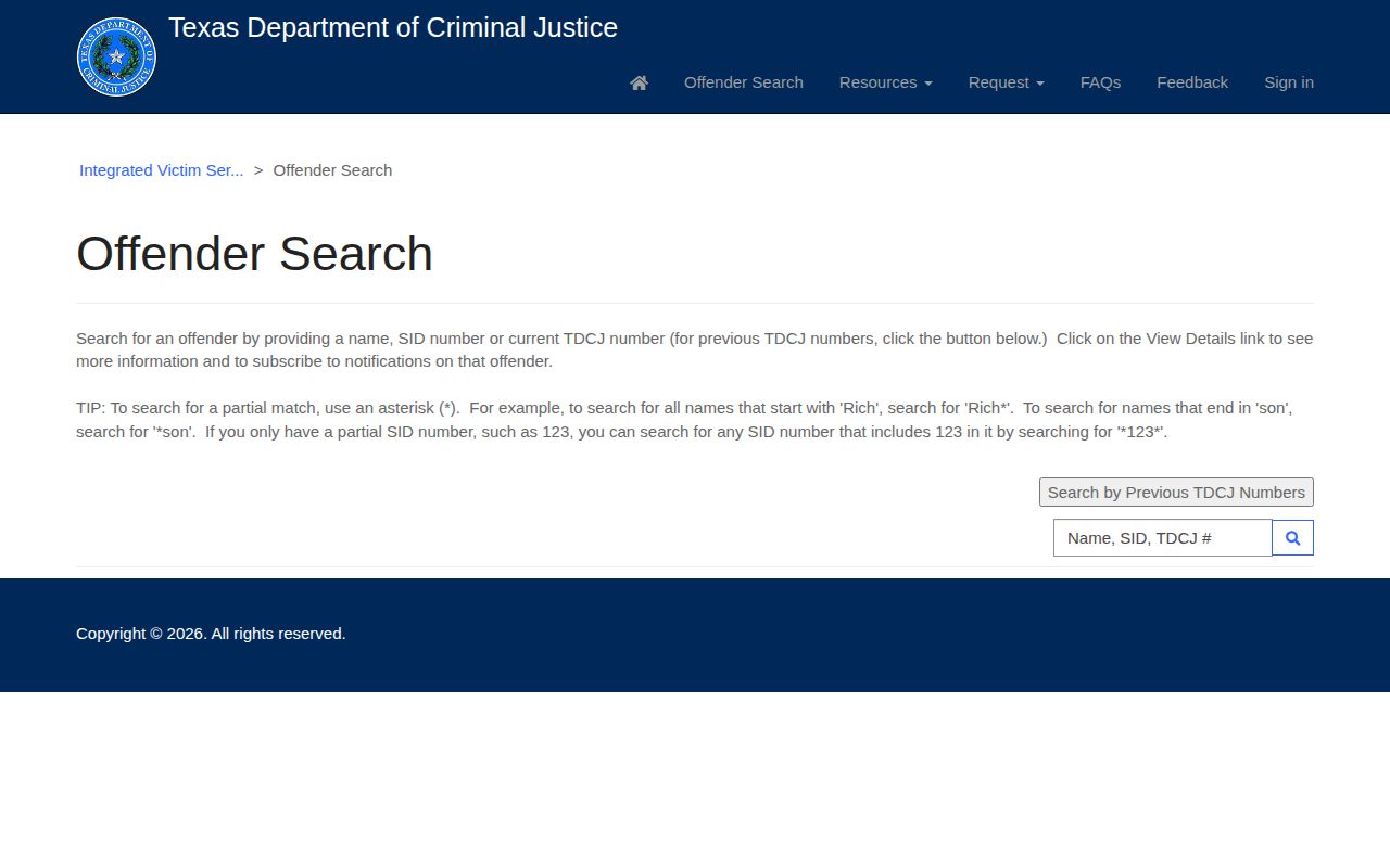 TDCJ IVSS offender search for a specific state prisoner or releasee